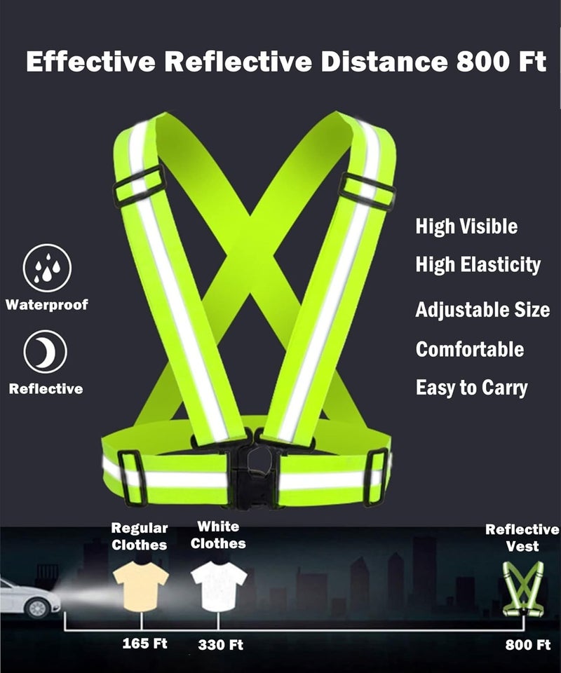 YUNLOVXEE Reflective Strap Safety Vest Gear - 2-10 Pack Adjustable High Visible Reflective Running Gear for Women Men Night - Image 2